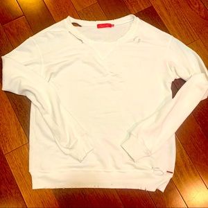 N: philanthropy white distressed sweatshirt SM